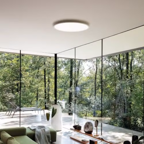 Ideal Lux Netlighting Fly 60cm LED Flush Ceiling Light in Black, 2700K Warm White, IP40