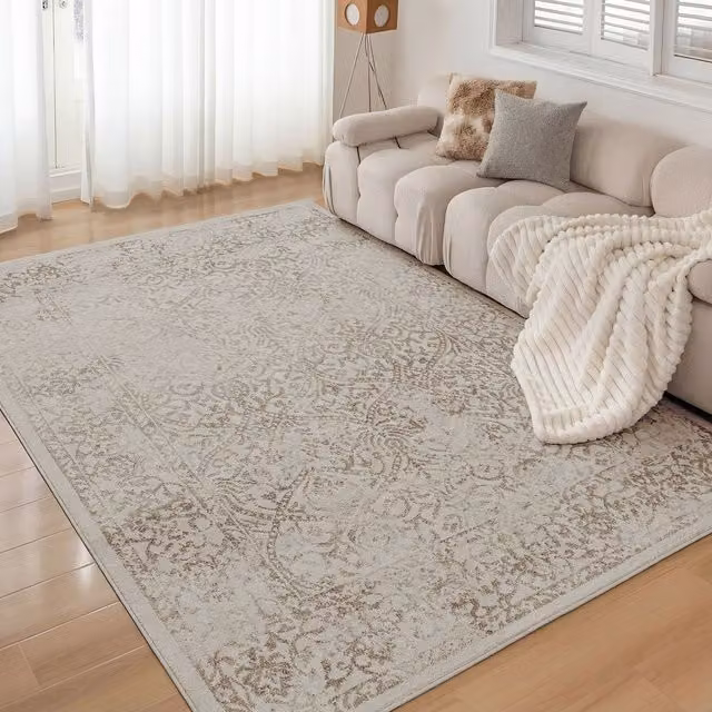 Livabliss Floransa Vintage Boho Rug in Tan, Ivory, Grey and Beige, W: 200 cm, D: 275 cm