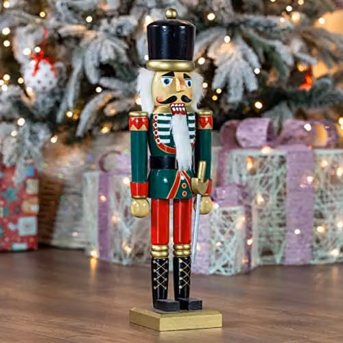 The Christmas Workshop 81560 Classic Wooden Nutcracker Soldier Christmas Decoration, Red, White and Green, Height: 50 cm – 6