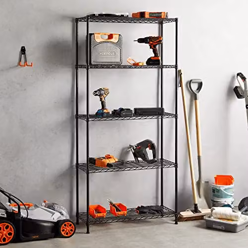 VonHaus 5 Tier Metal Wire Shelving Unit, Black Powder Coated, H 170 x W 80 x D 30 cm – 2