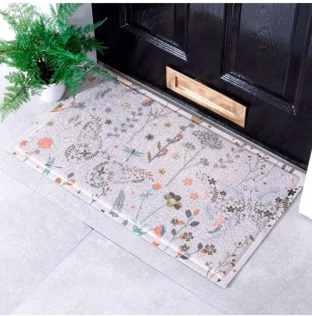 Artsy Mats Butterfly Floral PVC Doormat, Multicolour, W: 70 cm, D: 40 cm