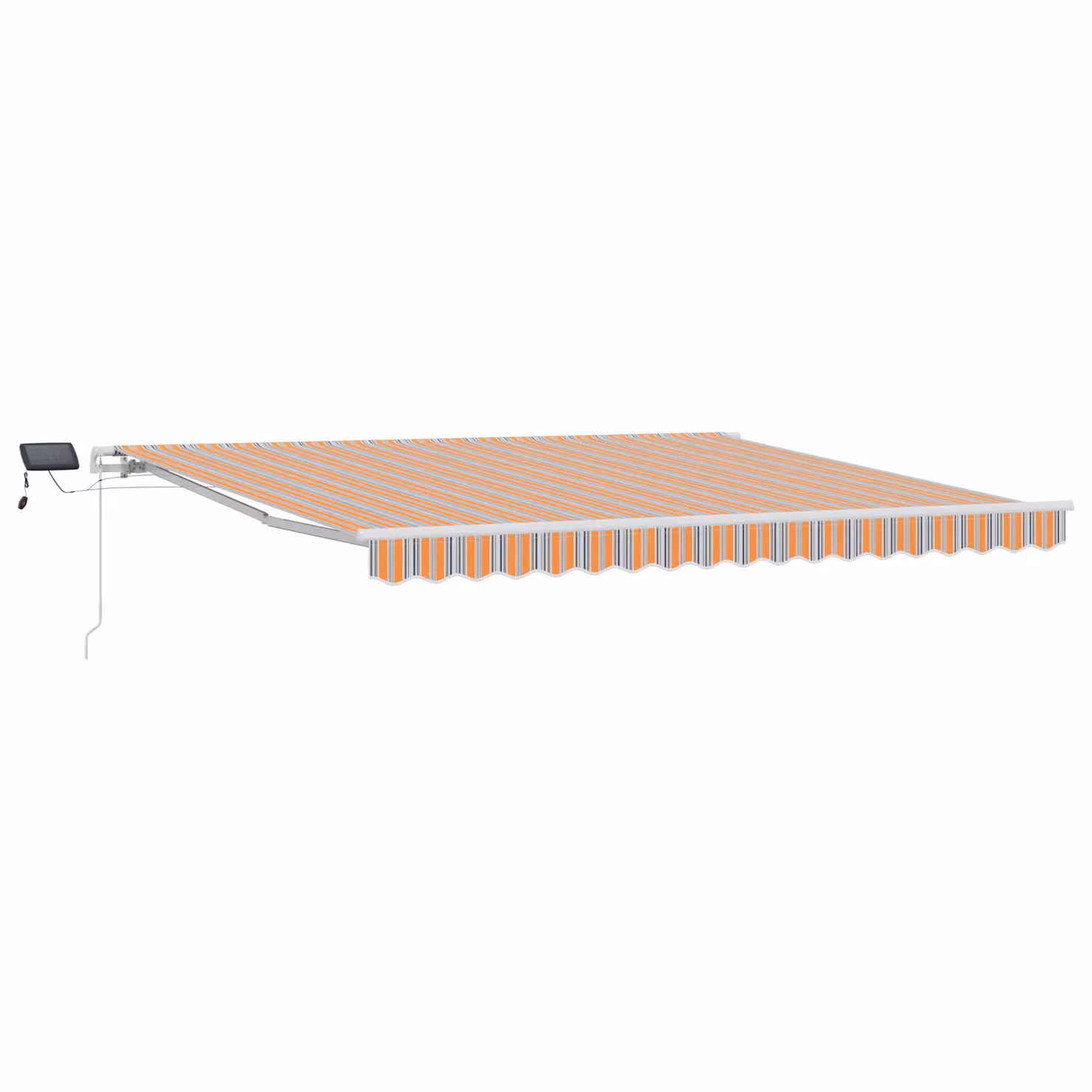 Berkfield Home Manual Retractable Wall-Mounted Awning with Multicolour LED Striped Fabric, W: 400 cm, D: 300 cm – 2