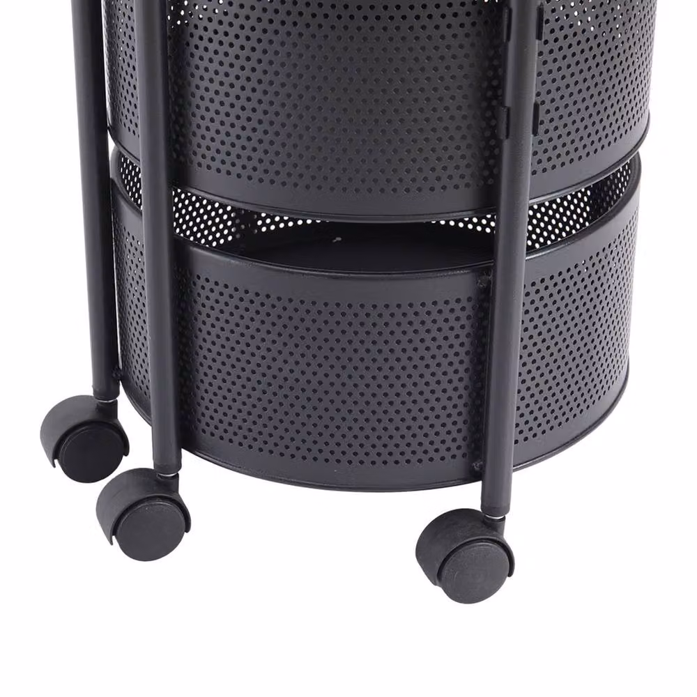 Garden Sanctuary 5-Tier Rotating Kitchen Storage Rack in Matt Black Metal – 5