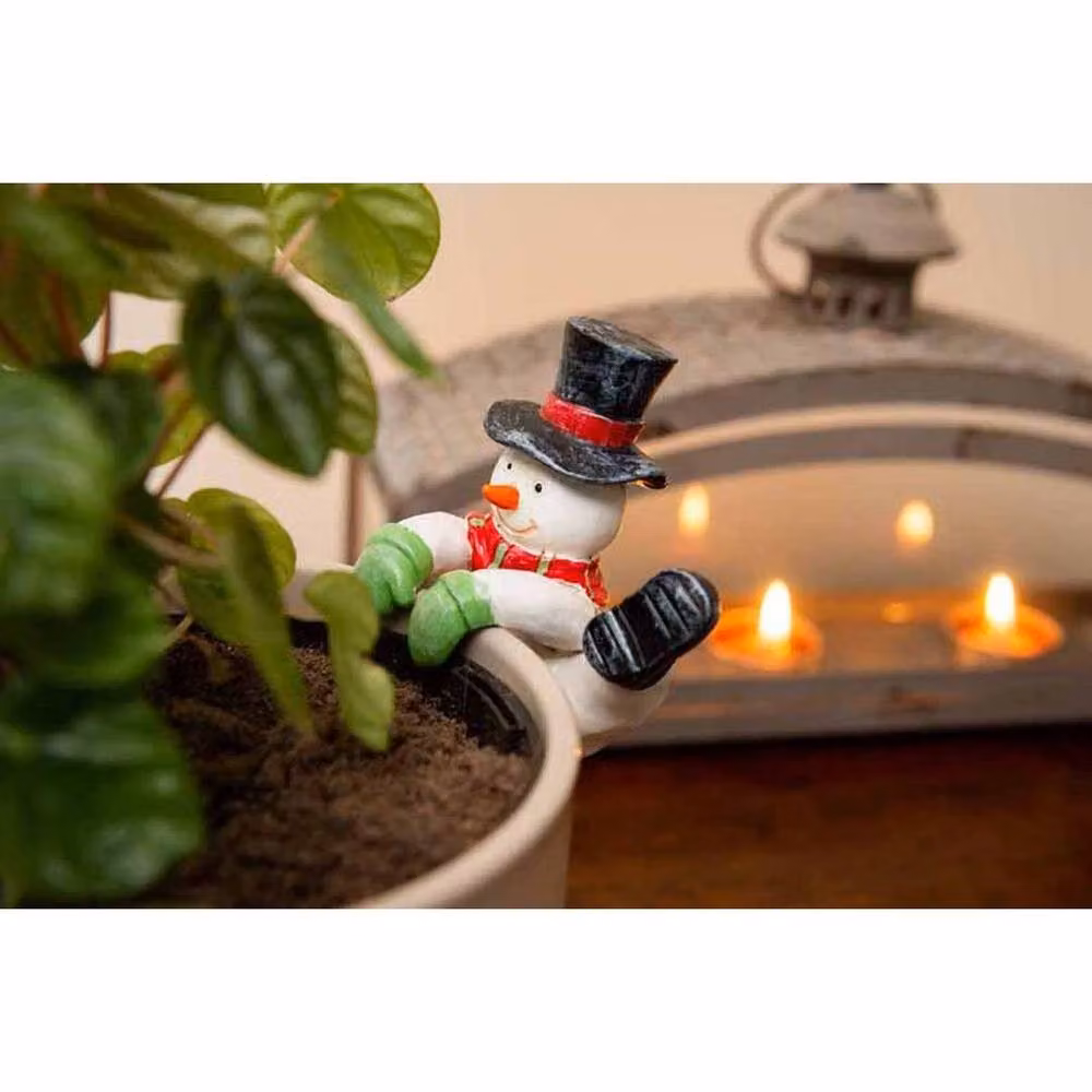 Jardinopia Snowman Pot Buddy Hanging Plant Pot Hanger in White and Multicolour, W: 7.8 cm, D: 10.5 cm, H: 5.4 cm – 6