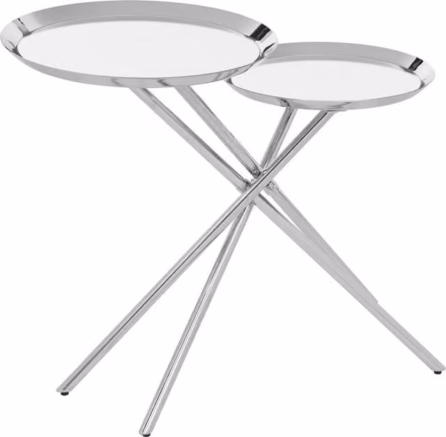 Fifty Five South Orsina Modern Nested Side Table with Silver Glass and Metal Tops, H 70 cm x W 58 cm x D 58 cm