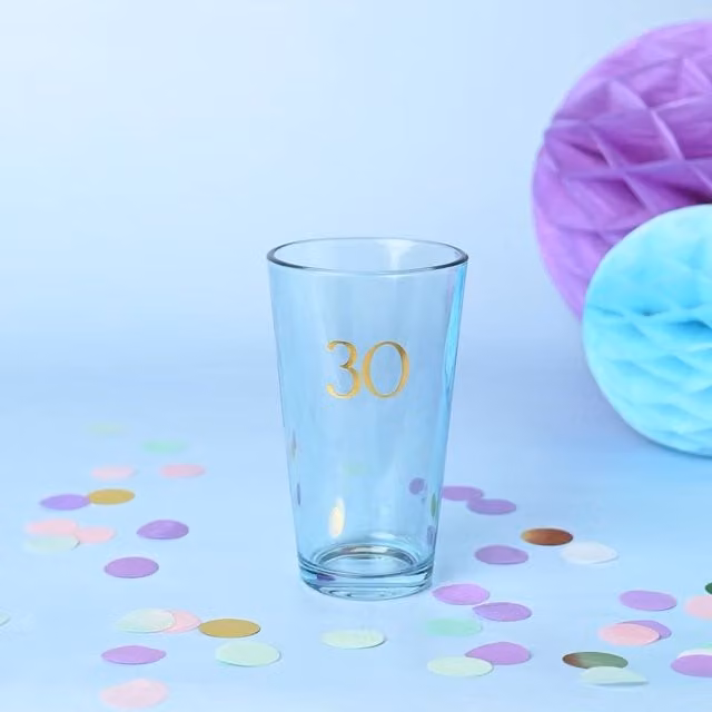 Confetti Gold Dotted Beer Glass, 30 cl, Clear