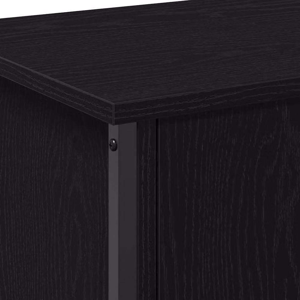 Berkfield Home Black Oak TV Stand in Black with Metal and Wood Finish, W: 102 cm, D: 35 cm, H: 45 cm – 7