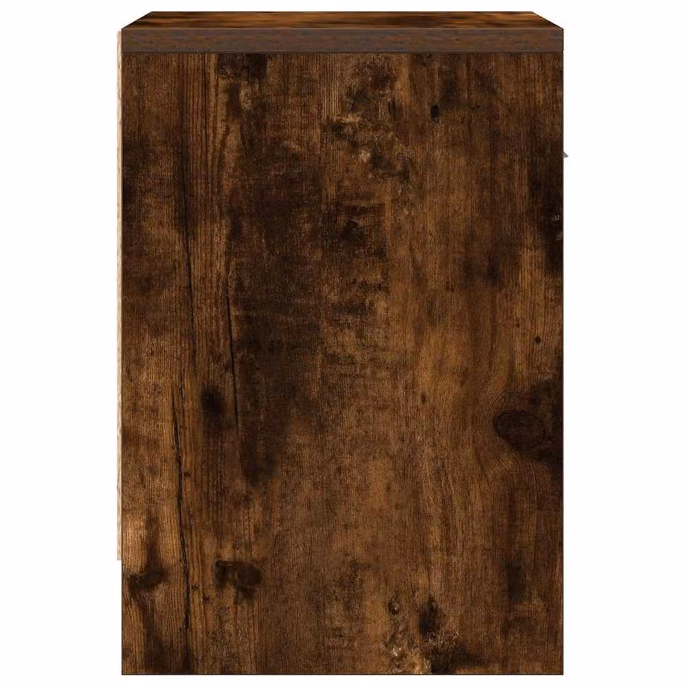 Berkfield Home Durable Bedside Cabinet with Drawer in Smoked Oak Brown, W/D/H: 39 x 28 x 41 cm – 4