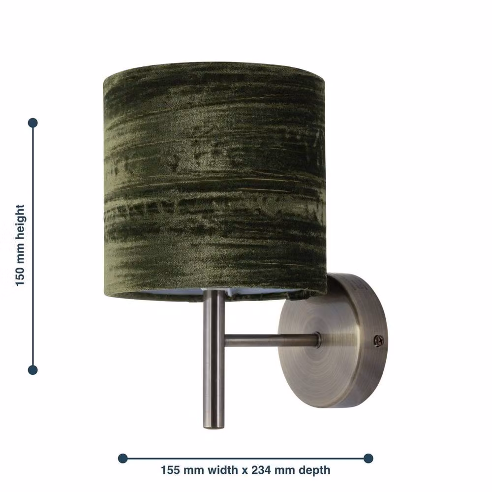 First Choice Lighting Brea Antique Brass Wall Light with Green Fabric Shade – 4