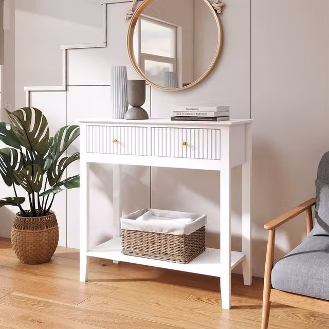 Melody Maison Hales White 2 Drawer Console Dressing Table
