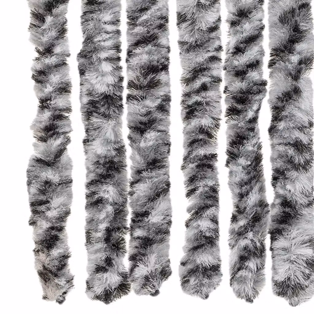 Berkfield Home Striped Chenille Fly Curtain in Grey, Black and White, W: 56 cm, H: 200 cm – 3