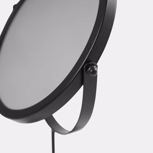 OHS Round Stainless Steel Vanity Mirror in Black and Silver with Tabletop Stand – 4