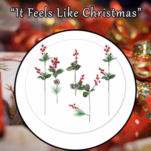 VFM e-Store Christmas Cone Berry Pick Decoration in Red and Green, Height: 58 cm – 5
