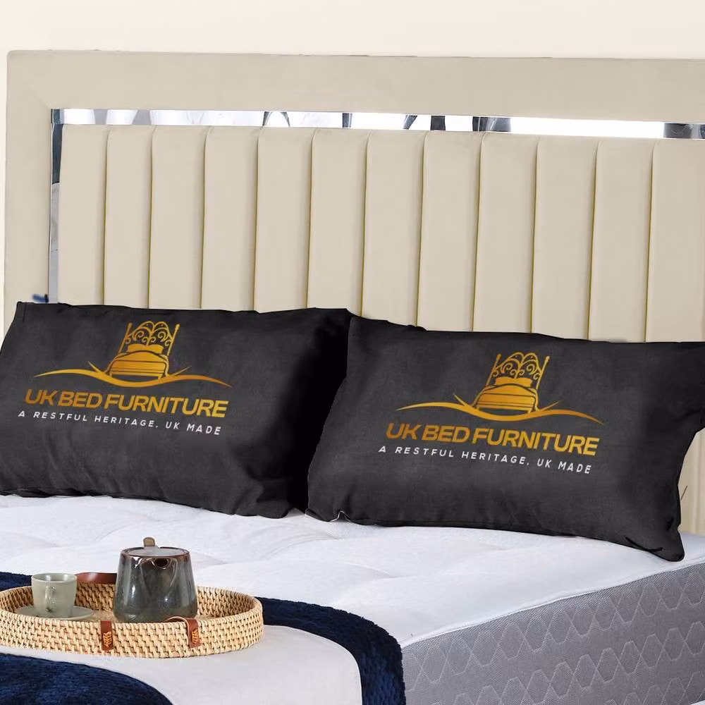 UK Bed Furniture Modern Upholstered Bed Frame in Beige, W/D/H: 90 x 190 cm – 2