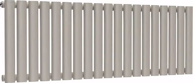 Lux Heat Oval Horizontal Wall Mounted Steel Radiator in Grey, W: 114 cm, H: 40 cm, D: 4 cm