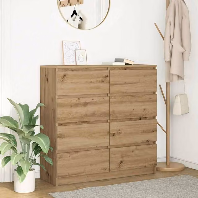 Berkfield Home Artisan Oak Sideboard in Brown, W/D/H: 100 x 35 x 99 cm