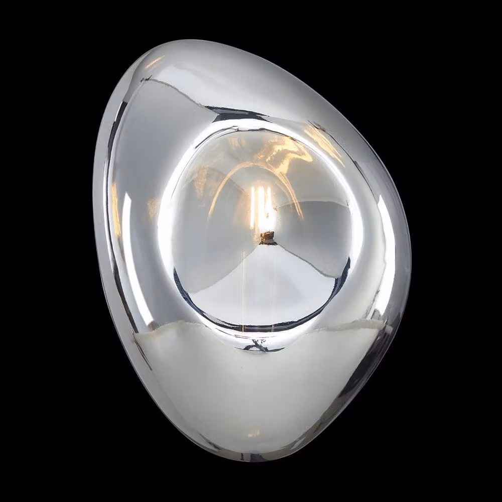 Netlighting Mabell Modern Wall Lamp with Chrome Finish and Grey Glass Shade – 2