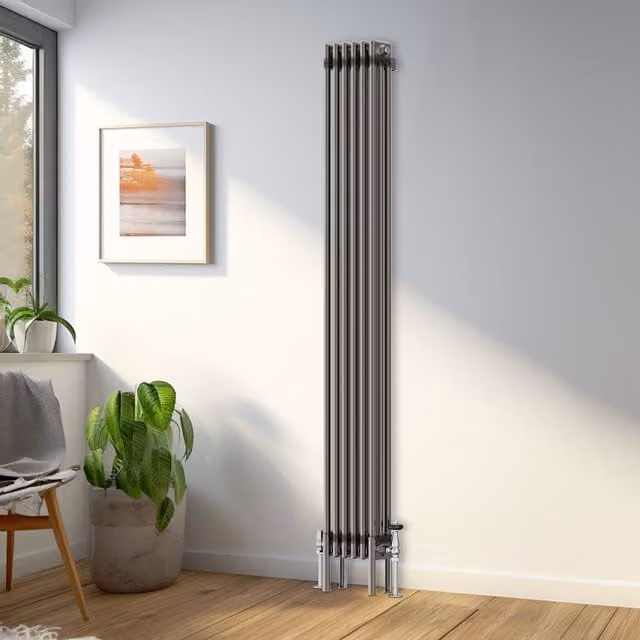 Right Radiators Traditional Triple Column Vertical Radiator in Raw Metal, H 180 cm x W 29.2 cm