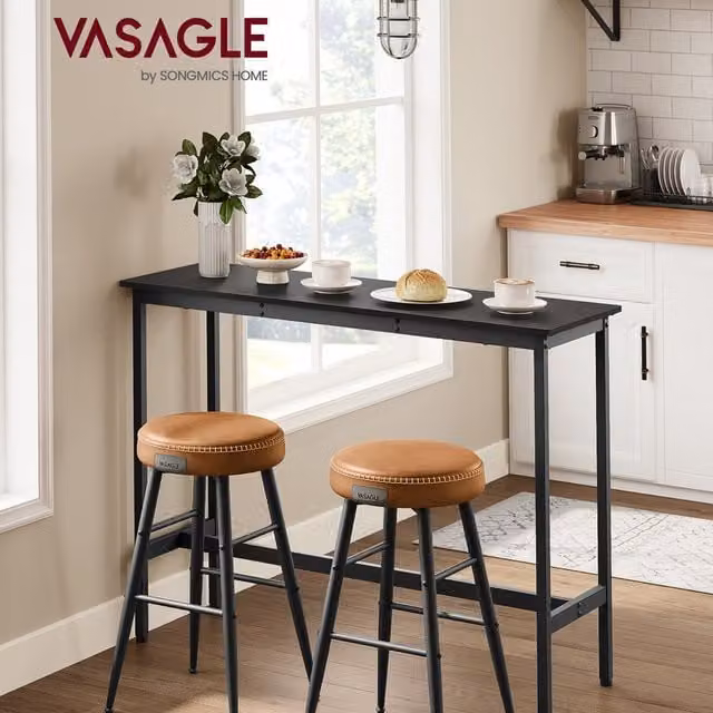 VASAGLE Industrial Black Bar Table for Kitchen and Dining Rooms, W: 120 cm, D: 40 cm, H: 90 cm