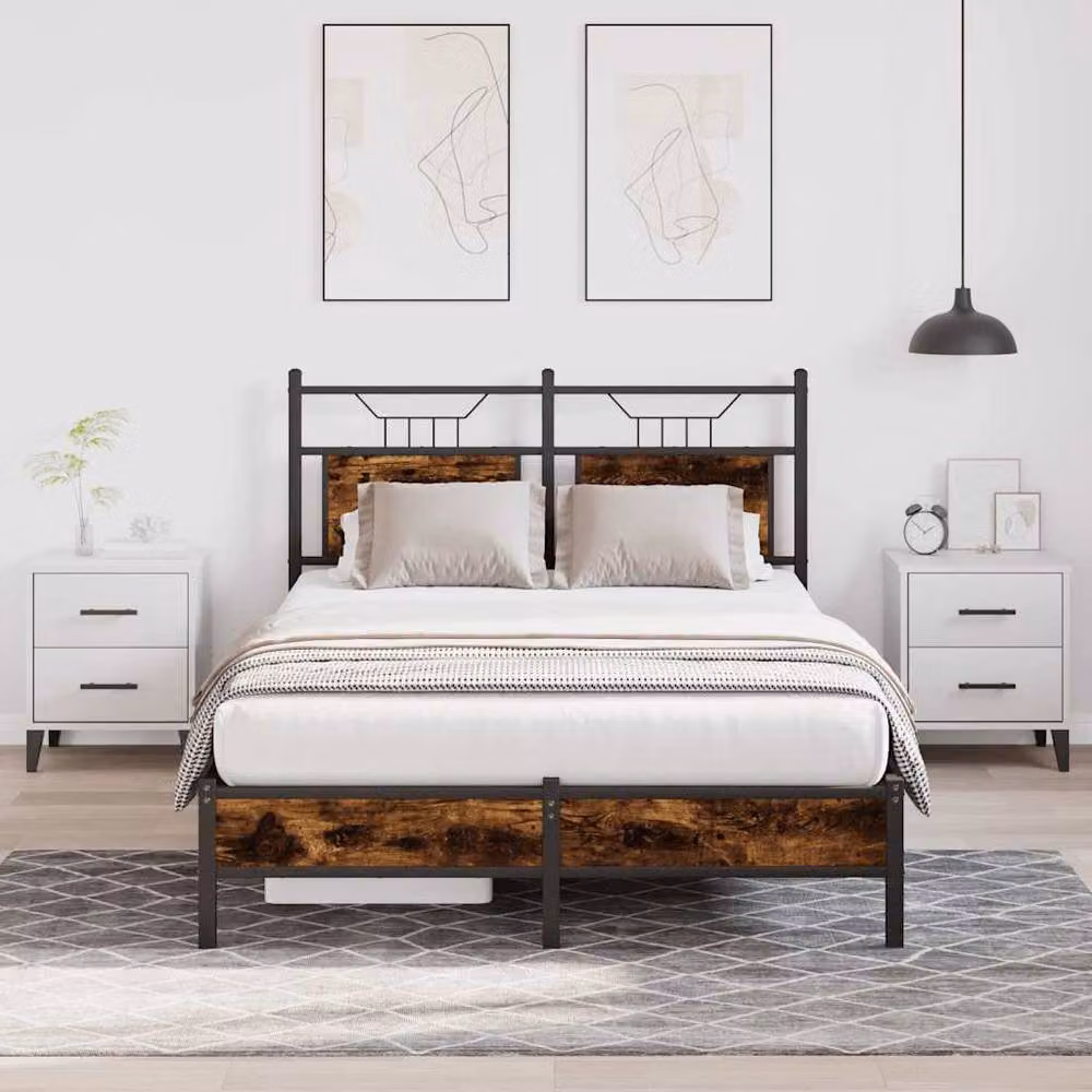 Berkfield Home Smoked Oak Small Double Bed Frame in Brown – 2