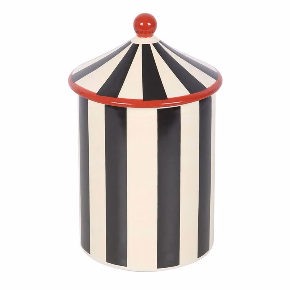 Uniqueful Black and Multicolour Striped Circus Tent Ceramic Storage Jar – 3
