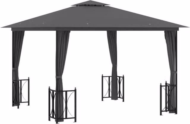 Berkfield Home Gazebo with Sidewalls and Double Roof, Anthracite, W/D/H: 300 x 300 x 265 cm – 1