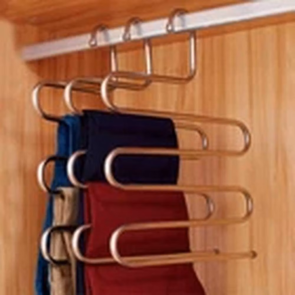 EONLION 3-Layer Multi-Layer Trouser Hanger Space Saver Organizer in Silver – 2