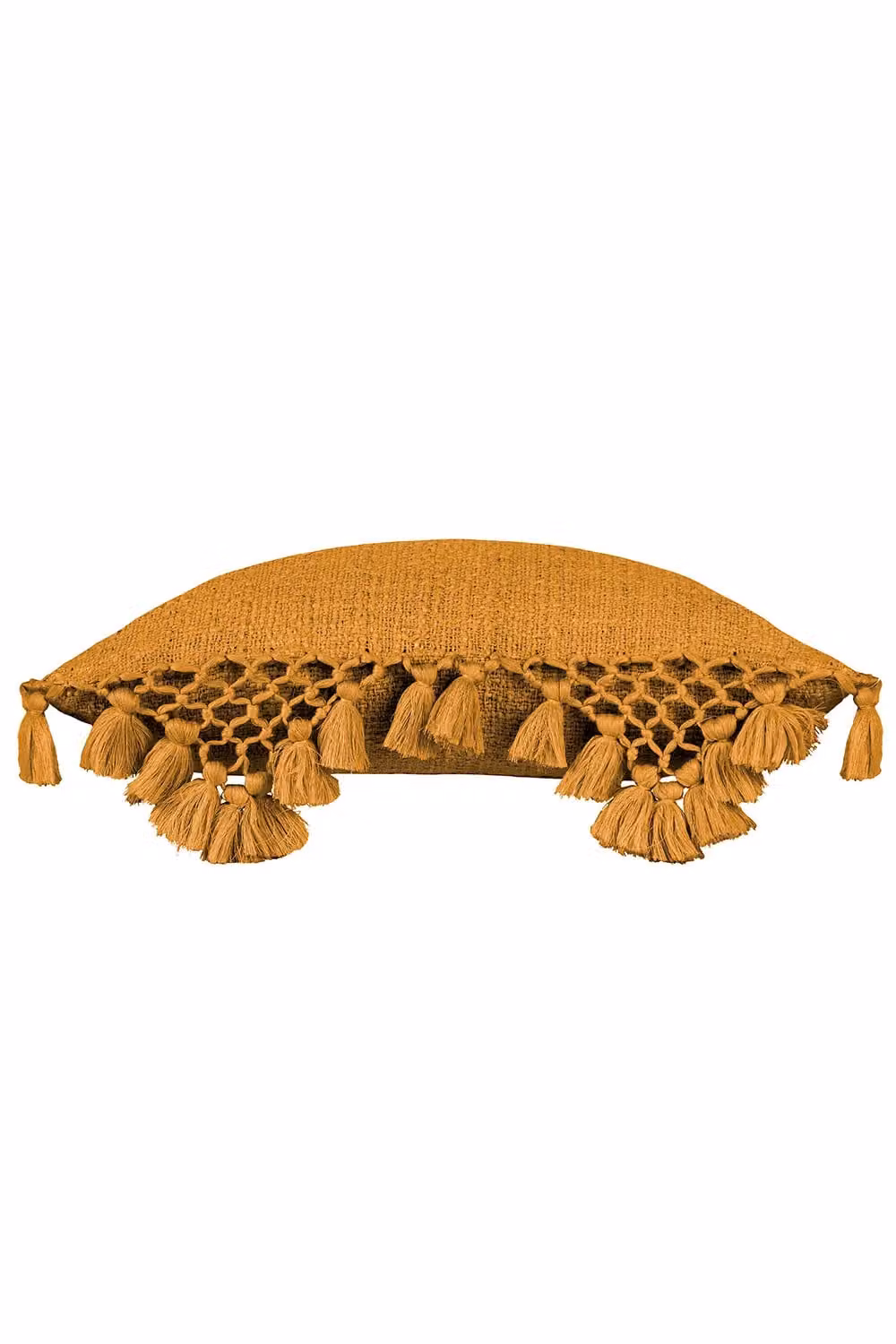 Anko Slub Cotton Macrame Tassel Trimmed Square Cushion in Ginger, W/D/H: 45 x 45 x 45 cm – 2