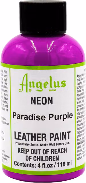 Angelus Acrylic Leather Paint in Paradise Purple Neon, 118 ml