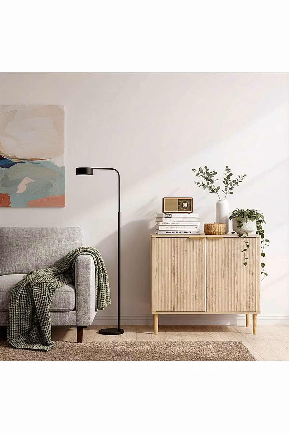 Living and Home Modern Sideboard with Double Doors and Adjustable Interior in Sand – 2