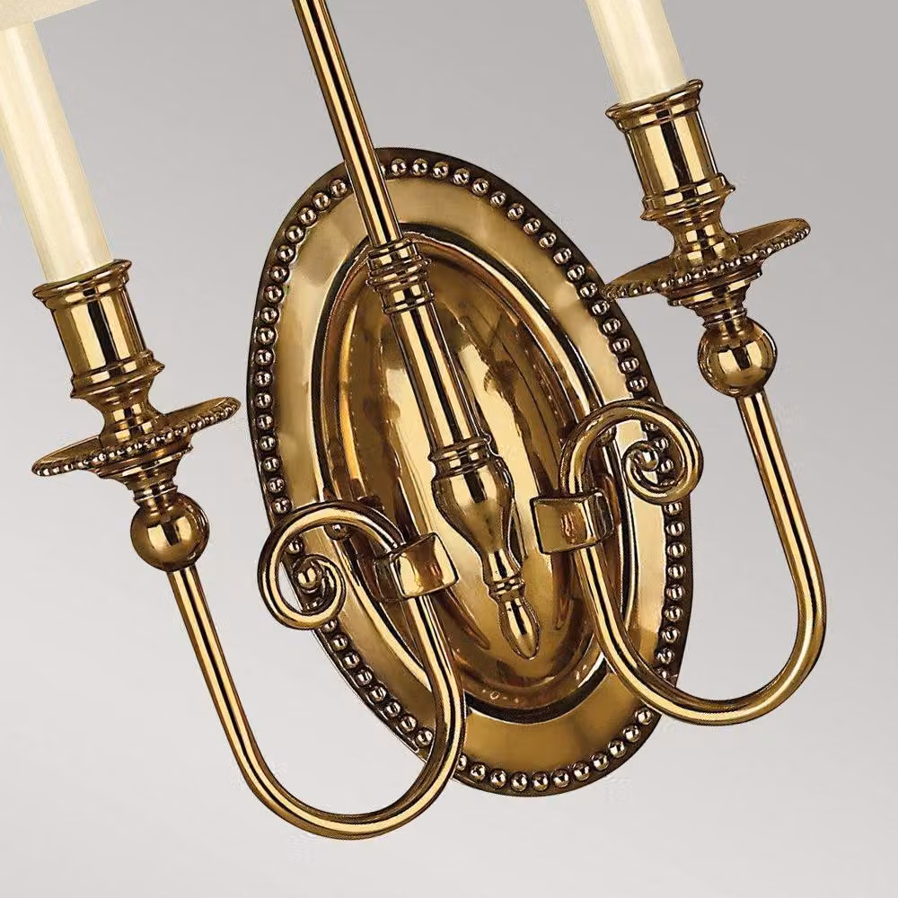 Netlighting Cambridge 2 Light Wall Light in Burnished Brass and Yellow Glass – 2