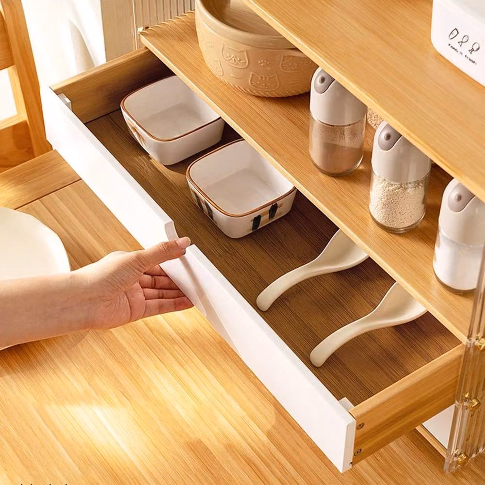 Kelvenix Acrylic and Bamboo Spice Rack Kitchen Countertop Storage in Natural, H 35 x W 20 x D 51 cm – 2