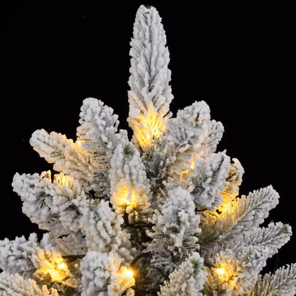 Berkfield Home Artificial Flocked Christmas Tree with 300 LEDs, Green, Height: 210 cm – 4