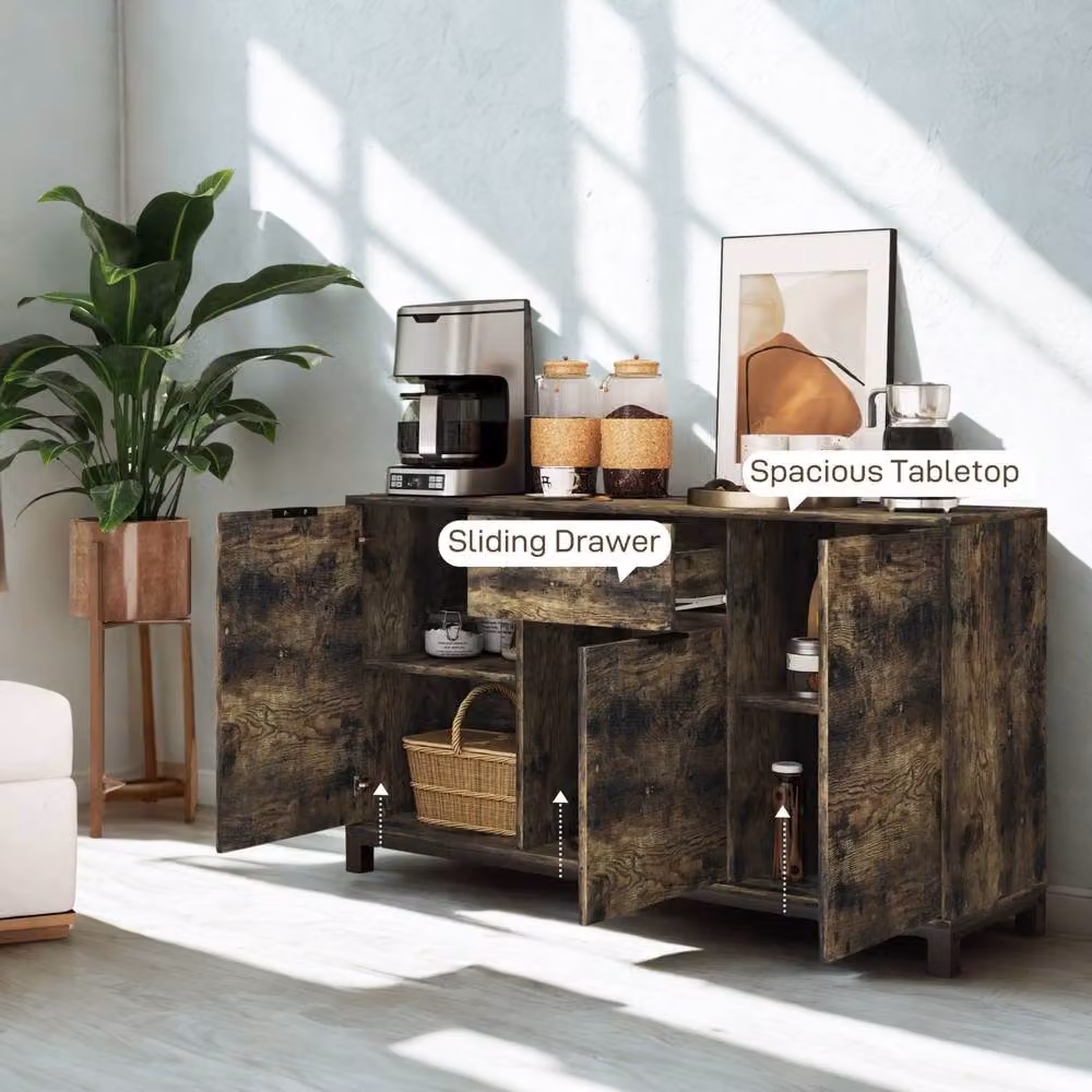 FURNOS Industrial Multipurpose Sideboard Buffet Cabinet in Brown – 3