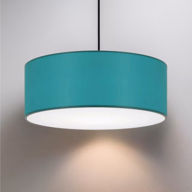 CGC Lighting Lucia Modern Cylinder Fabric Ceiling Lamp Shade with Frosted Diffuser in Blue and Petrol Teal