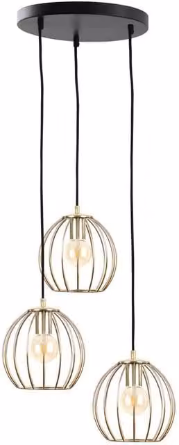 Netlighting Globe Cluster Pendant Ceiling Light in Black and Gold, Diameter: 30 cm, 3x E27