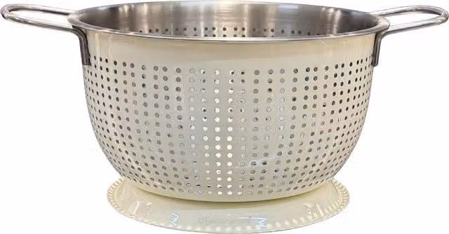 Buckingham Stainless Steel Tropical Deep Round Colander with Handles and Feet, 23 cm, Beige