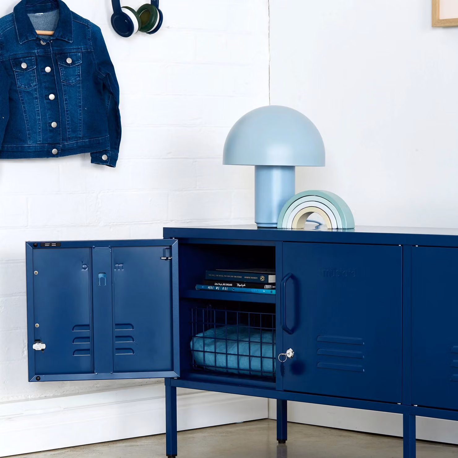 Mustard Made The Standard Freestanding Metal Storage Cabinet in Navy Blue, H 162 x W 57 x D 40 cm – 2
