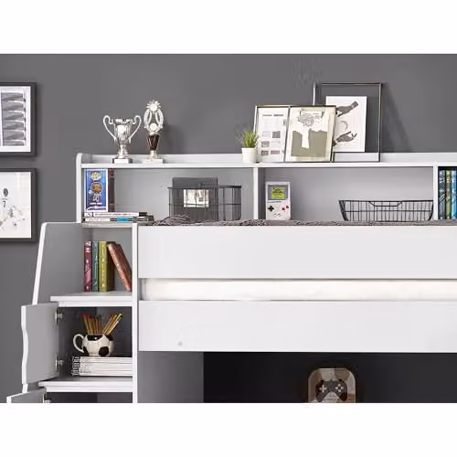 Julian Bowen Camelot White Wooden Single Staircase Bunk Bed Frame with Storage Drawers, H 237.5 x W 171.0 x D 116.5 cm – 4