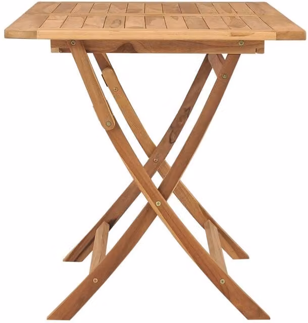 Berkfield Home Beautiful Folding Garden Table in Brown Solid Lacquered Teak Wood, W/D/H: 120 x 70 x 75 cm