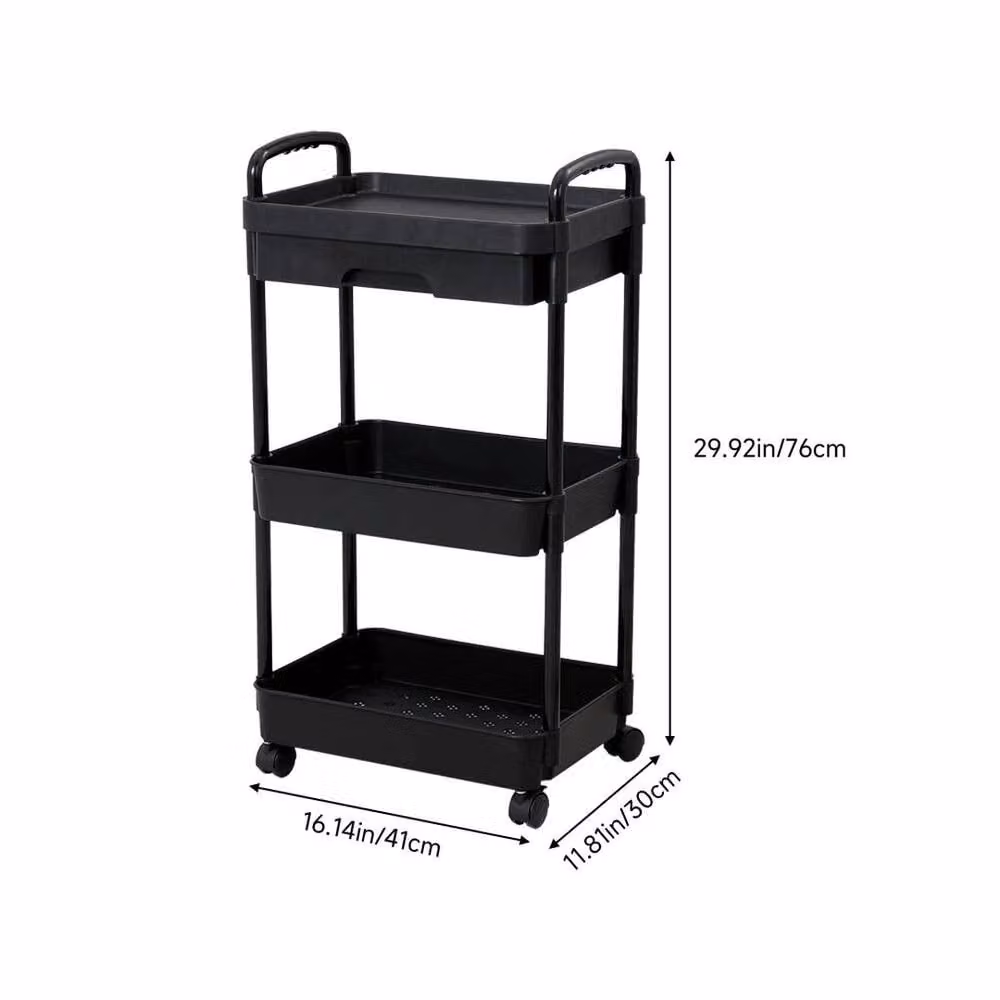 EONLION 3-Tier Kitchen Storage Utility Cart on Wheels in Black – 2