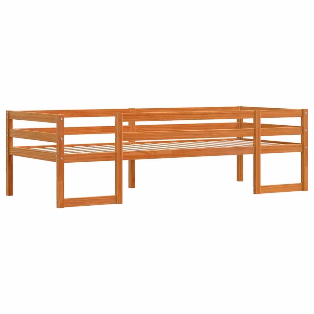 Berkfield Home Kids' Solid Wood Bed Frame in Waxed Brown, W/D/H: 80 x 200 cm – 3