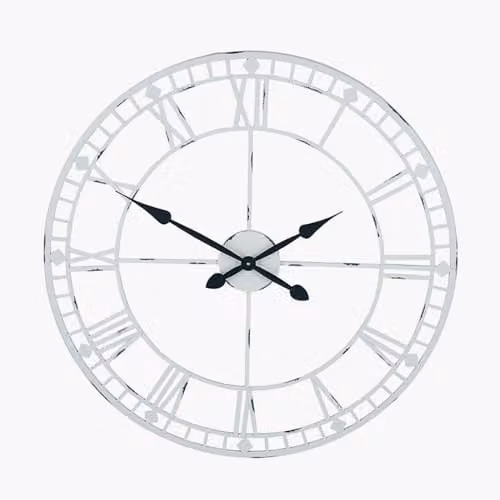 Pacific Lifestyle Large Vintage Metal Wall Clock in Grey and Black – 1