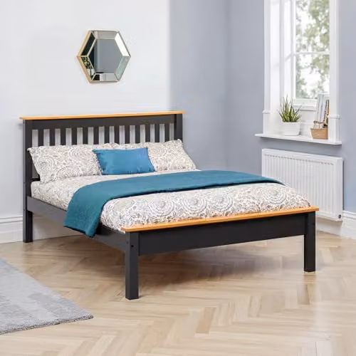 Seconique Monaco Double Bed Frame in Grey and Oak Effect, W/D/H: 140 x 200 x 102.5 cm – 2