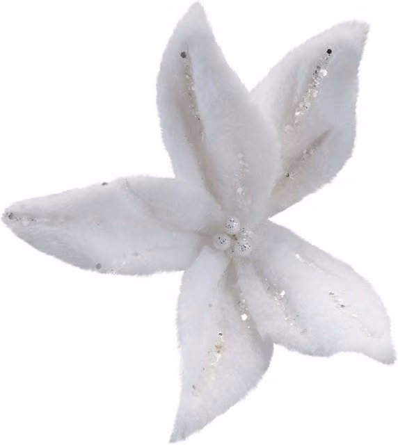 VFM e-Store White Poinsettia Floral Christmas Pendant Decoration, W/D/H: 16 x 8 x 8 cm