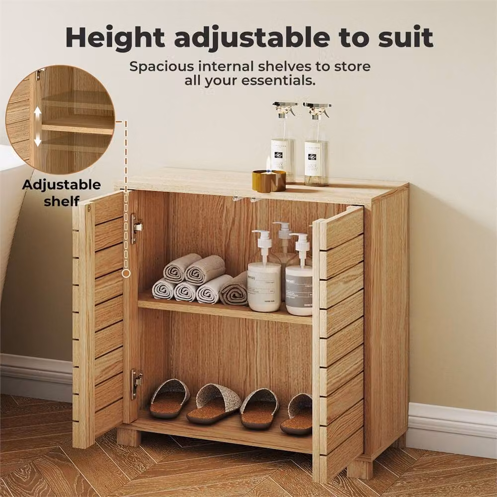 Nordara Modern Oak Freestanding Bathroom Storage Cabinet in Brown – 3