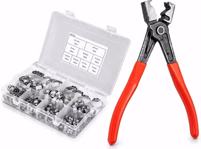 SPETLEK 160-Piece Stainless Steel Hose Clamp Pliers Kit in Silver