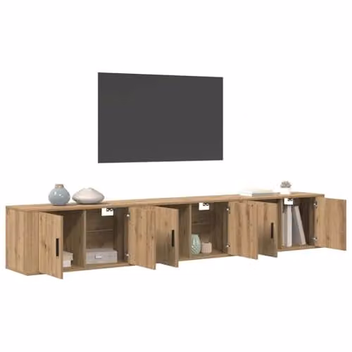 vidaXL 3-Piece Modern Wall-Mounted TV Cabinet and Lowboard Set in Brown Engineered Wood
