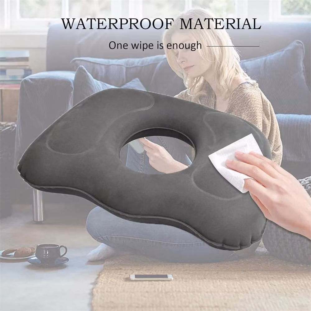 Nordara Large Grey Memory Foam Donut Cushion with Breathable Velours Cover for Pain Relief – 3