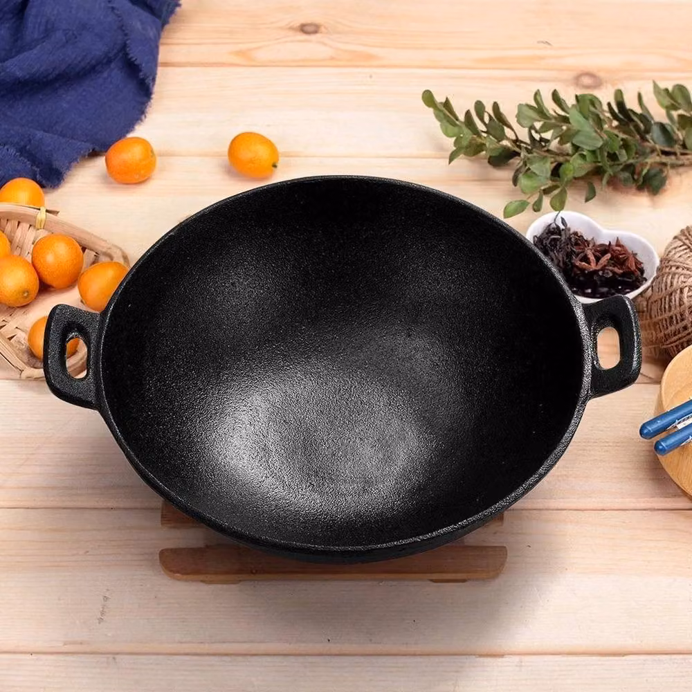 Kelvenix Black Cast Iron Non Stick Deep Saute Wok Pan – 4